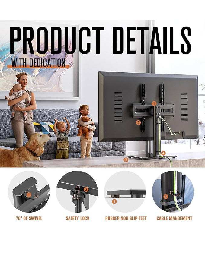 Universal Swivel Table Top TV Stand for 27-60 inch LCD LED TVs