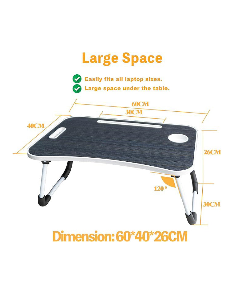 Laptop Desk Tray with Foldable Legs & Cup Slot Black