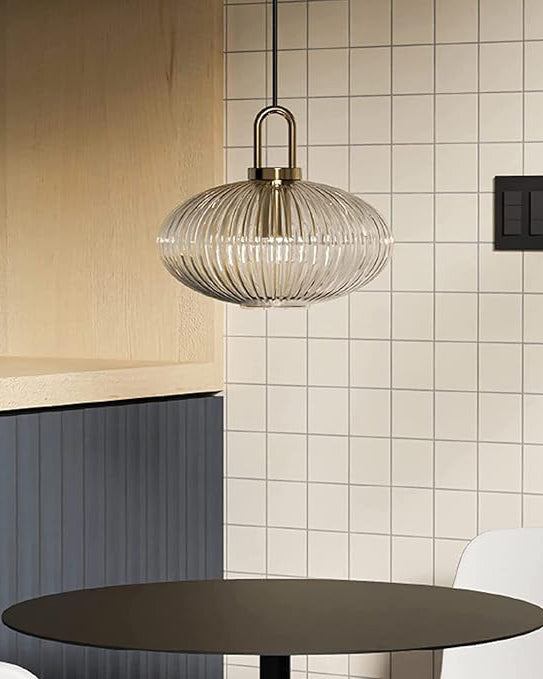 Clear Ribbed Glass Lamp Shade Pendant Light 300mm