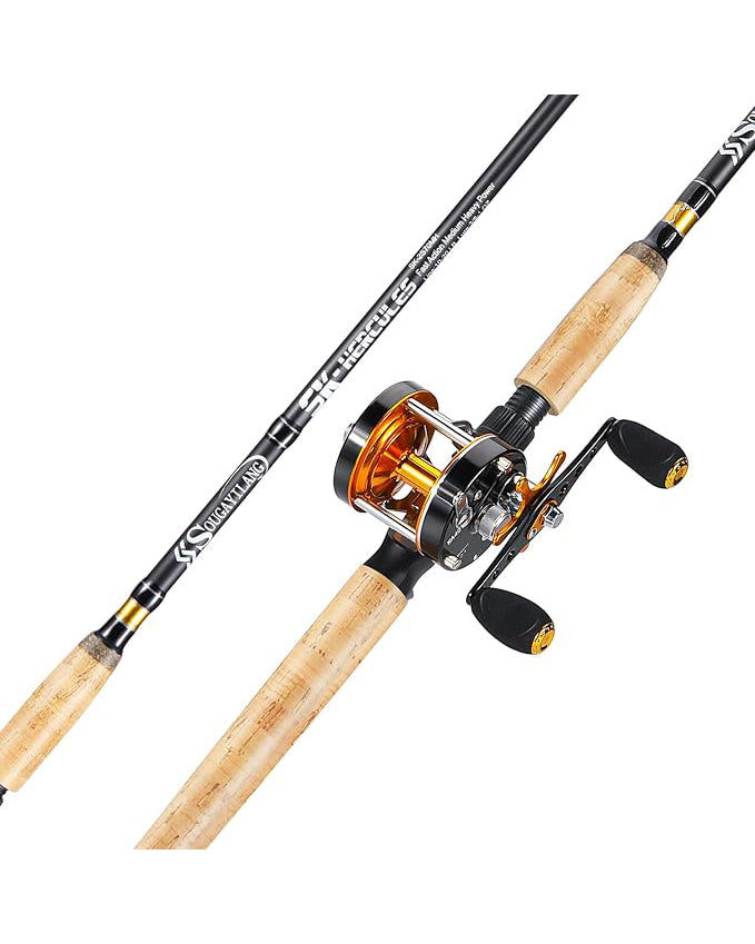 7’ Fishing Rod Reel Casting Combo Round Gold