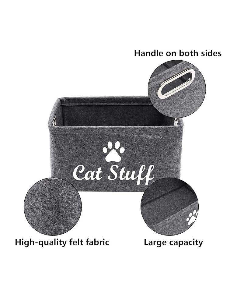 Morezi Felt Pet Toy Accessory Storage Basket Grey
