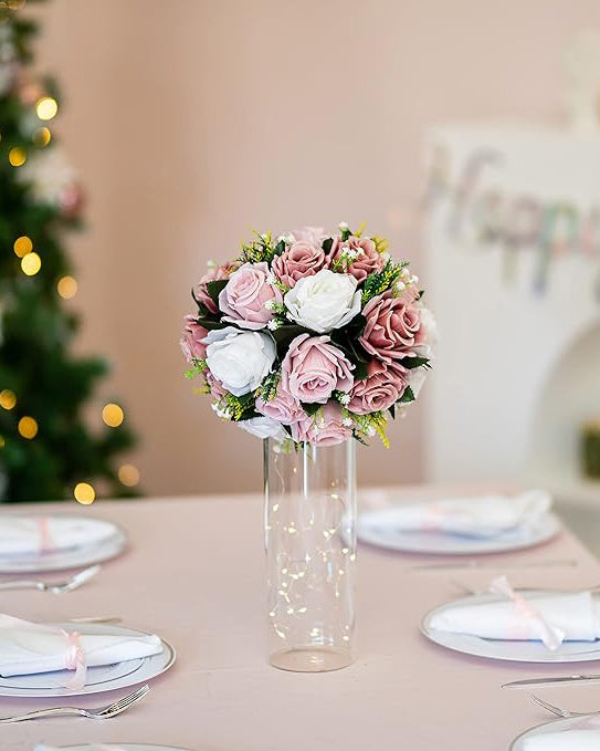 BLOSMON Artificial Flower Centrepieces 10pcs Dusty Rose