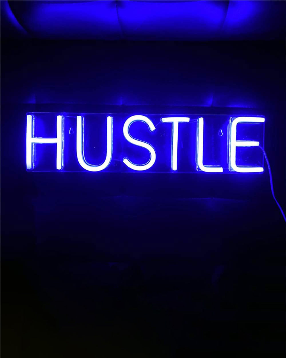Hustle LED Neon Sign Novelty Light USB Blue 19.7x4.9”