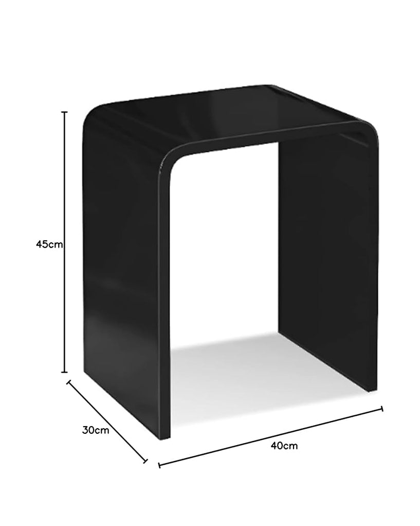 Acrylic U-Shaped Side Table Black Translucent Lightweight
