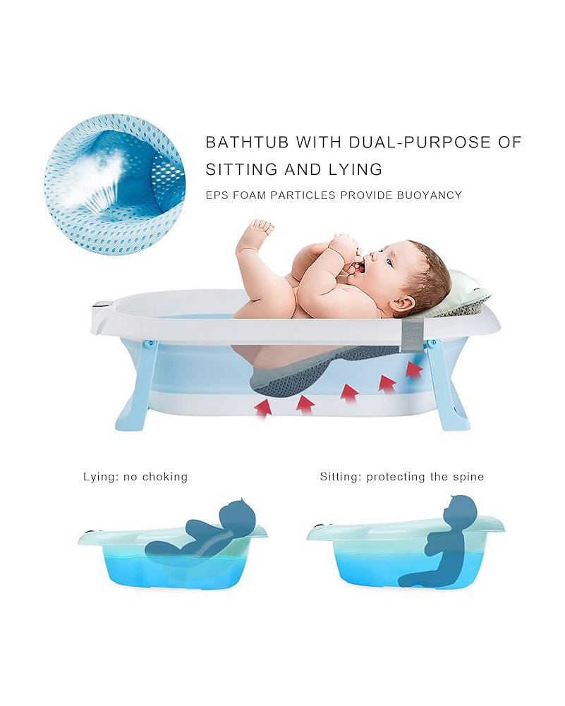 Foldable Baby Bathtub Temperature Sensing Blue