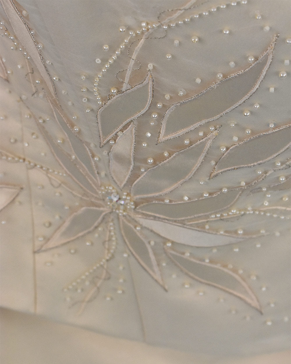Pale Gold Strapless Bodice Wedding Dress Size 14