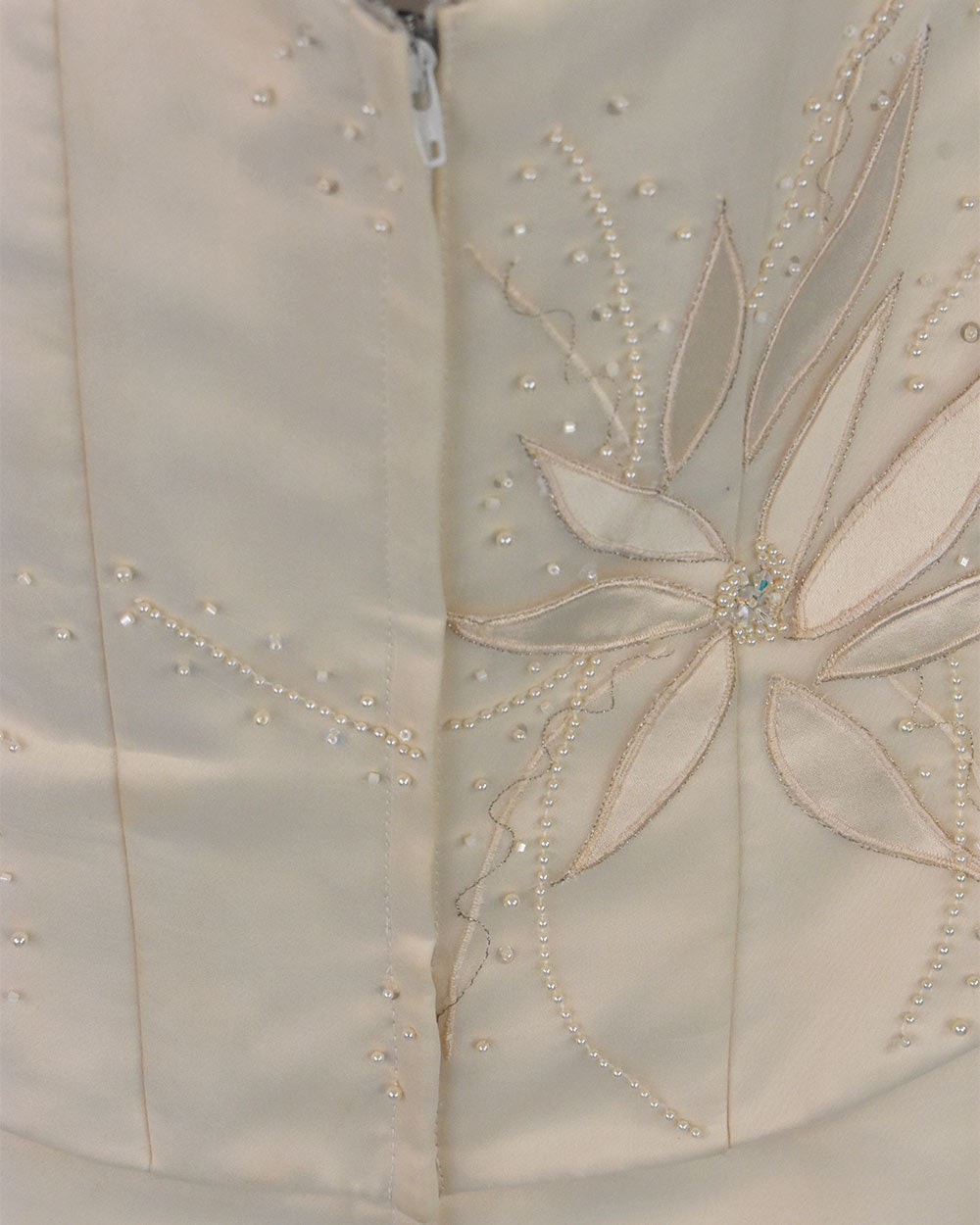 Pale Gold Strapless Bodice Wedding Dress Size 14
