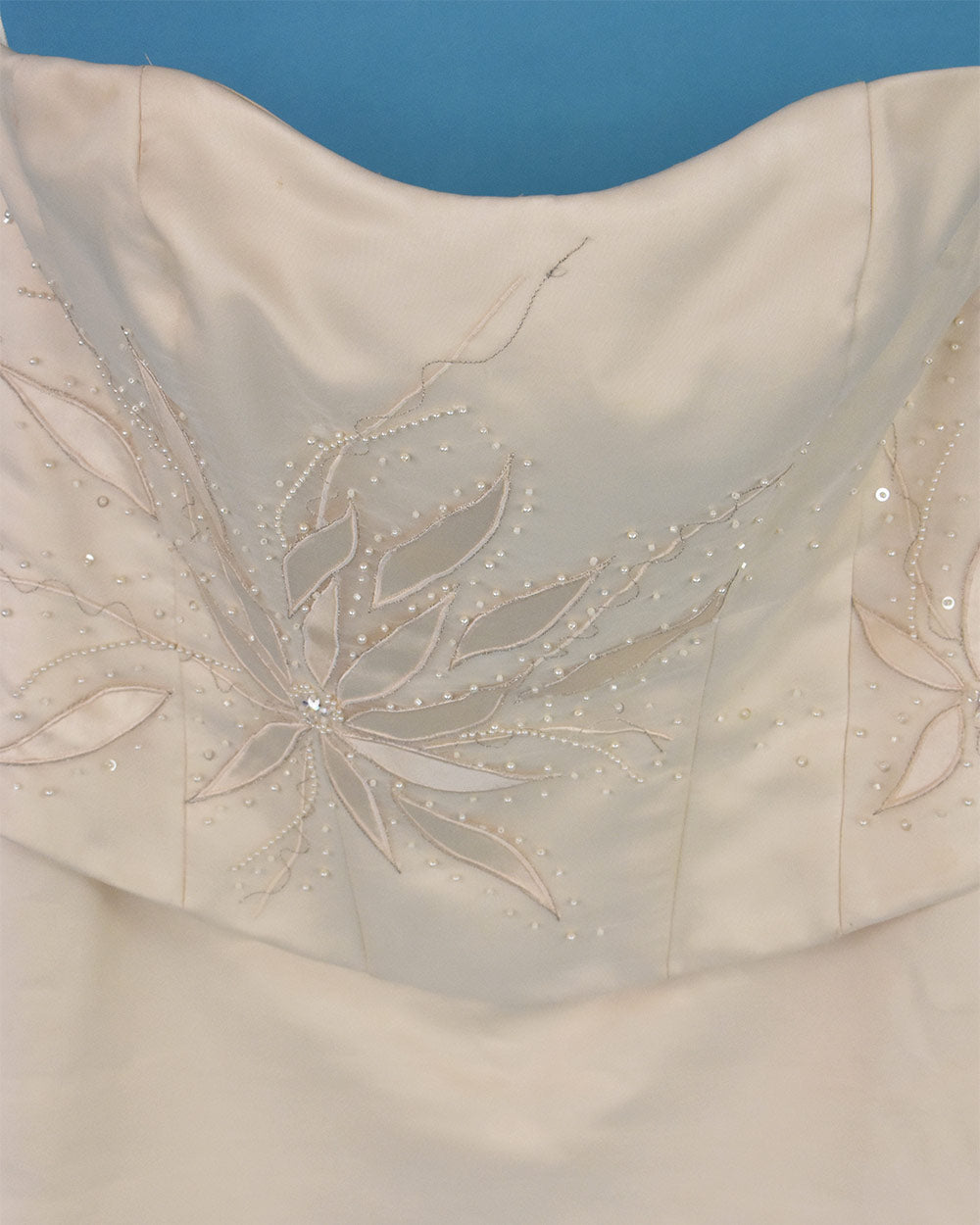 Pale Gold Strapless Bodice Wedding Dress Size 14