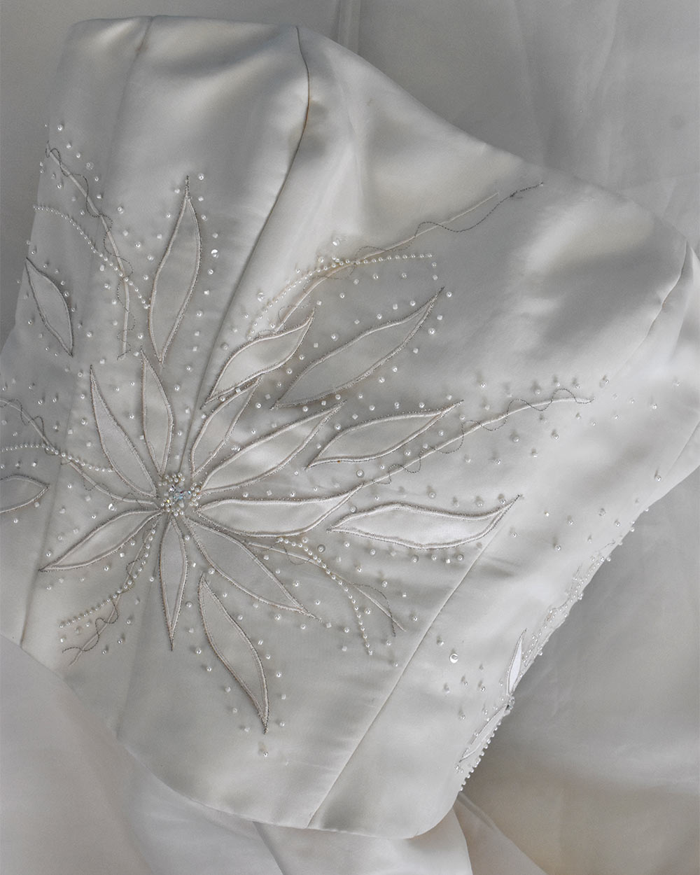 Pale Gold Strapless Bodice Wedding Dress Size 14