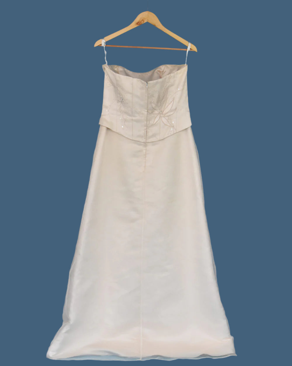 Pale Gold Strapless Bodice Wedding Dress Size 14