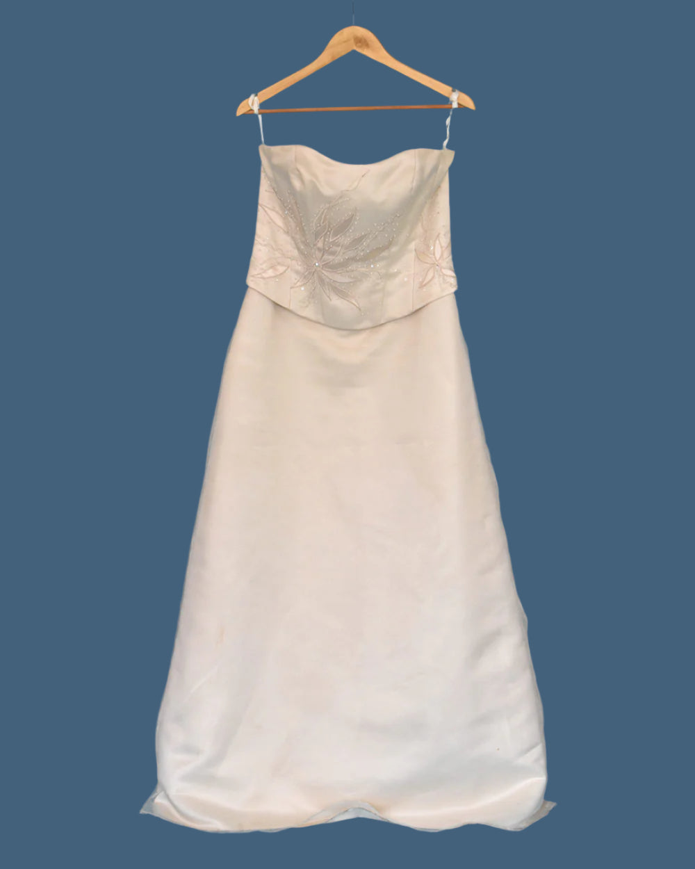 Pale Gold Strapless Bodice Wedding Dress Size 14
