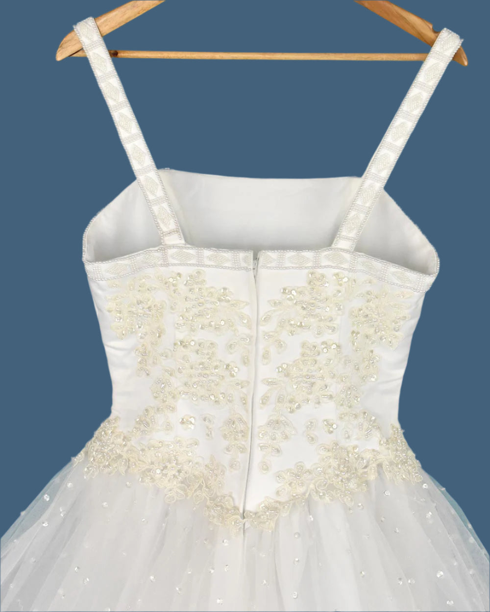 Pale Ivory Beaded Princess Wedding Dress Size 10