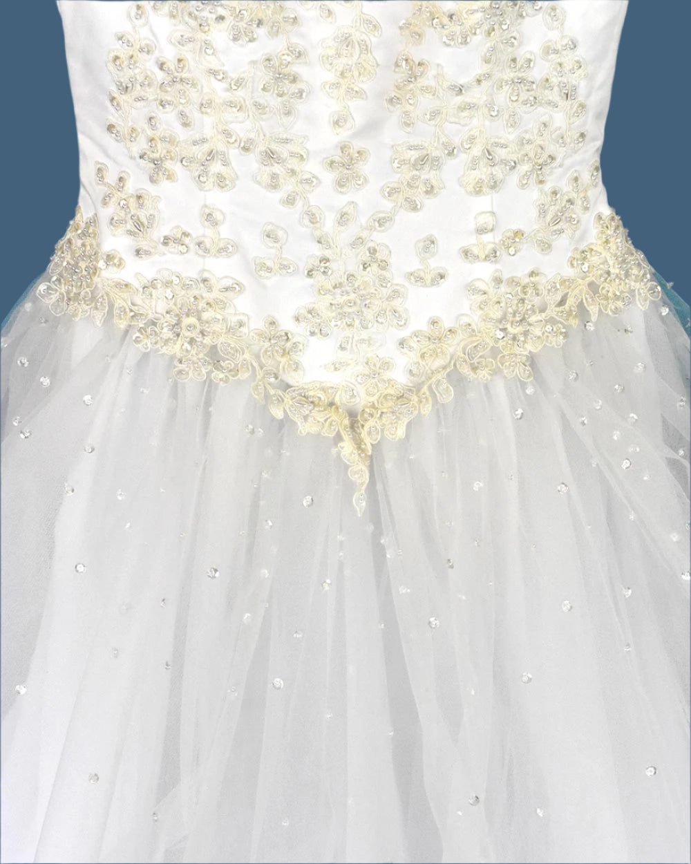 Pale Ivory Beaded Princess Wedding Dress Size 10