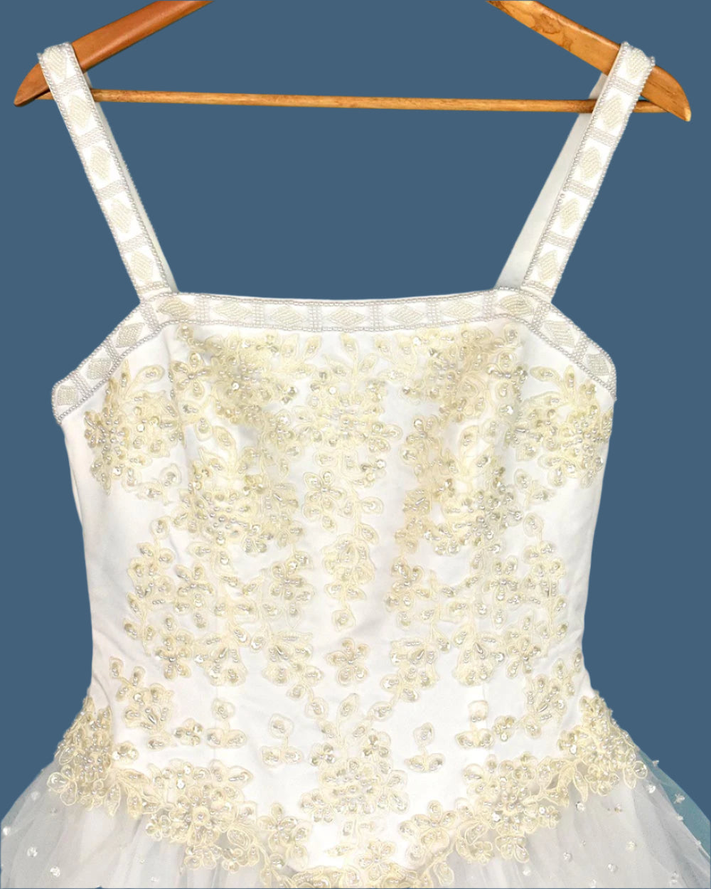 Pale Ivory Beaded Princess Wedding Dress Size 10