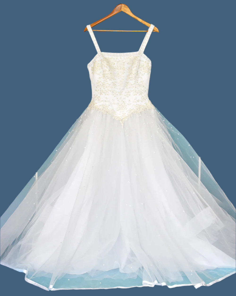 Pale Ivory Beaded Princess Wedding Dress Size 10