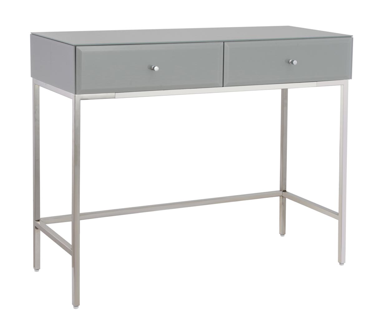 Are you looking for a beautifully designed and glamorous dressing table? Then this sophisticated glass dressing table is for you! Admire this beauty, whilst getting glammed up every day! Designed with thick glass panels. It has a sturdy stainless steel solid frame ensuring it is durable and strong. This modern grey table is the perfect companion to any modern bedroom. The sleek, contemporary design oozes sophistication and elegance