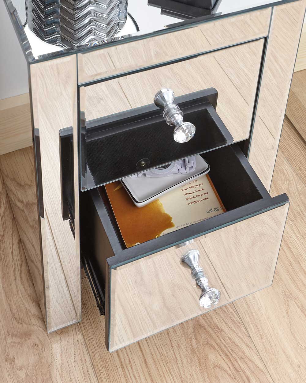 Slim Venetian 2 Drawer Mirrored Chest Of Drawers
