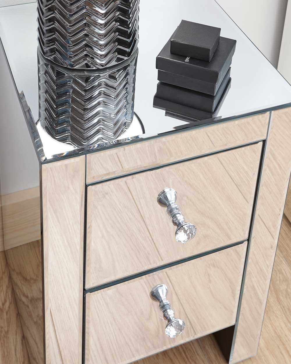 Slim Venetian 2 Drawer Mirrored Chest Of Drawers