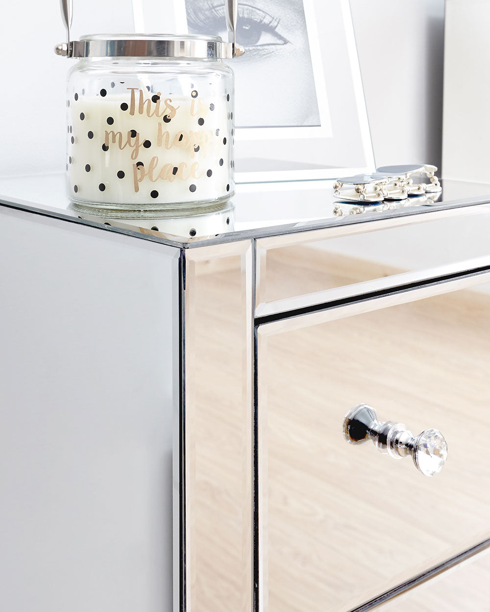Slim Venetian 2 Drawer Mirrored Chest Of Drawers