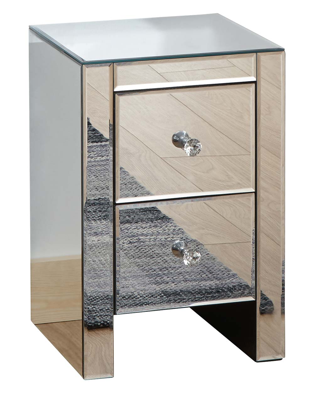Slim Venetian 2 Drawer Mirrored Chest Of Drawers