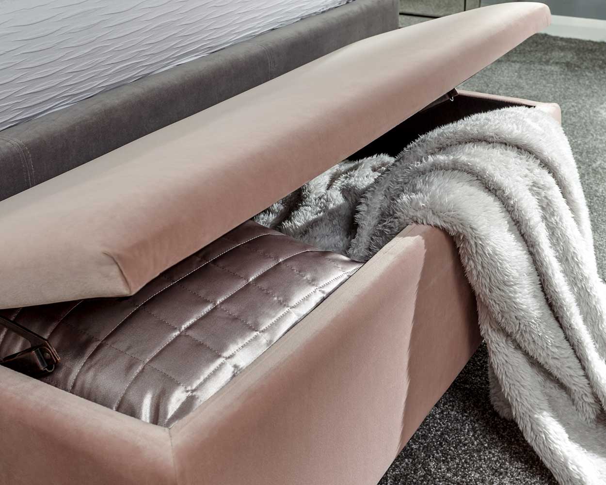 Mystica Ottoman Storage Bench Blush Pink