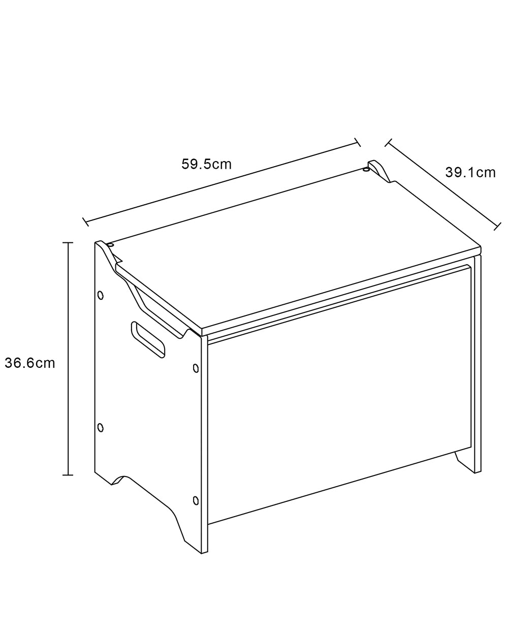 Kids Storage Hinged Wooden Toy Box, Mermaid measurements