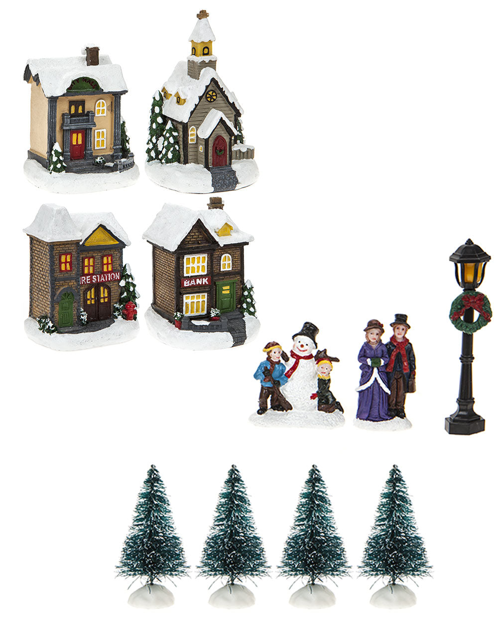 village Christmas ornament set 12 pieces decorations Xmas festive