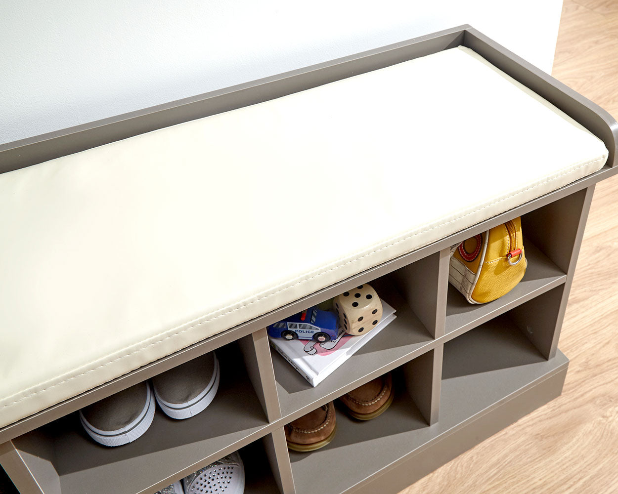 Shoe Storage Bench Grey With Cream Seat