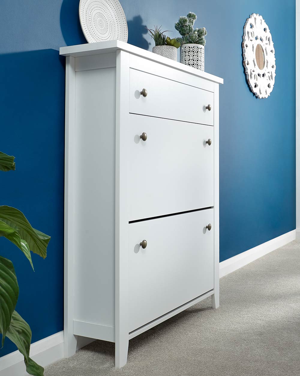 Shoe Storage Cabinet Deluxe 2 Tier, White