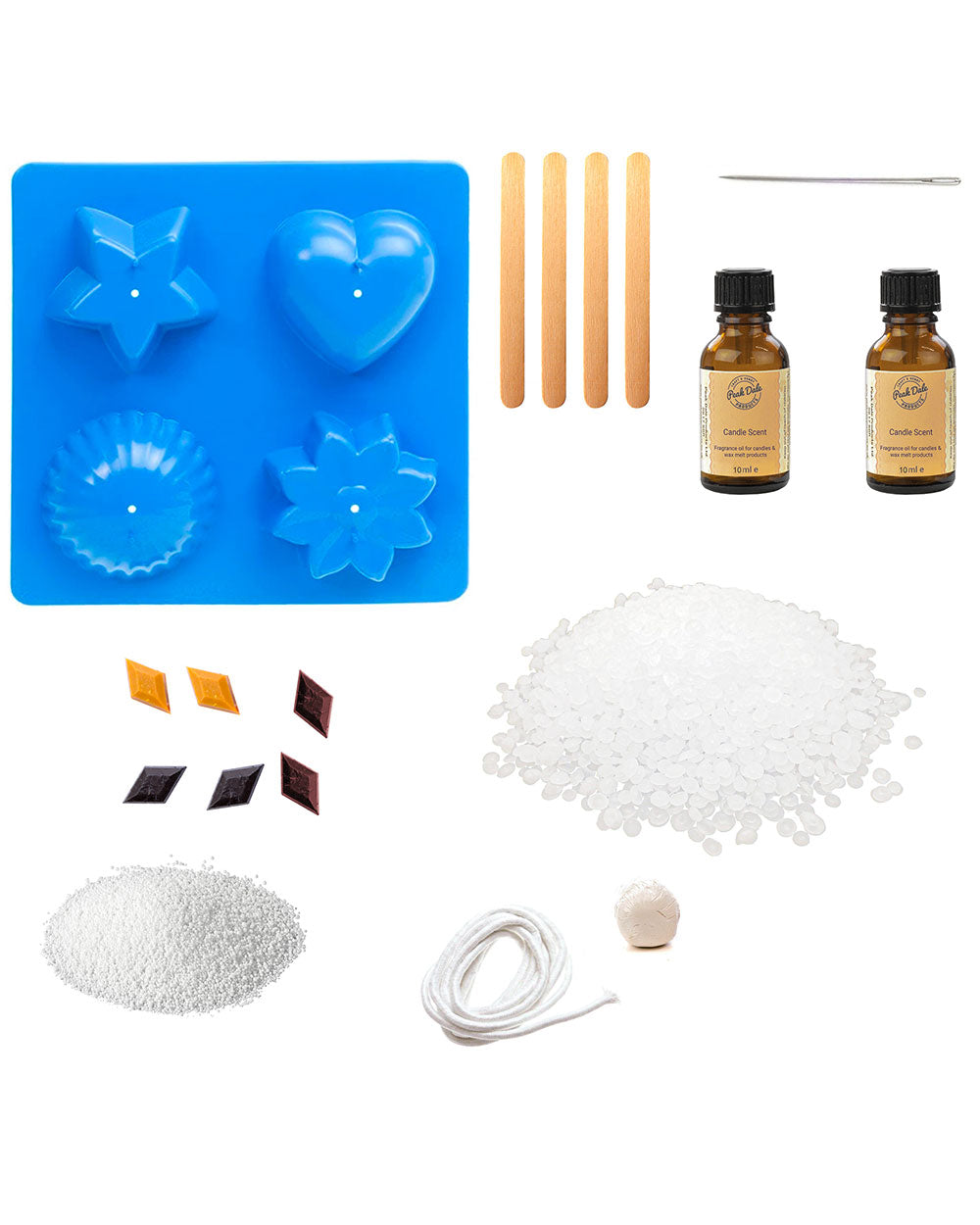 This Candle Making Beginners Kit is an ideal starter kit for those keen to try candle making. Create beautiful candles for Christmas, for a special occasion, or just learn as a new hobby. This candle making kit makes 8-12 small candles in four shapes: Star, Flower, Heart and Fluted Dome.