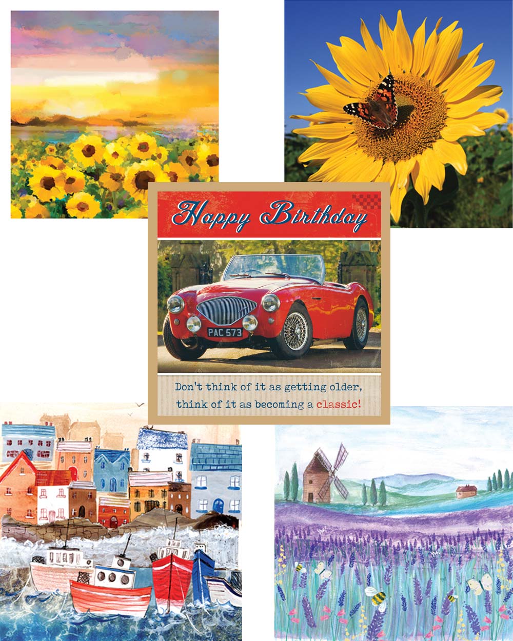 These cards are all made from FSC board which has also been carbon balanced. A perfect purchase for the environmentally conscious! From a traditional sunflower design to a modern happy birthday design.