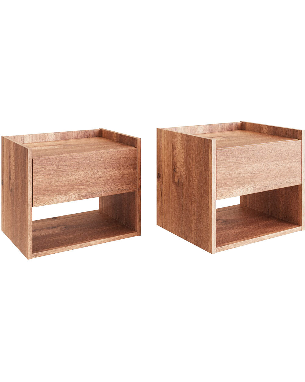 Pair of Floating Bedside Tables Oak Effect
