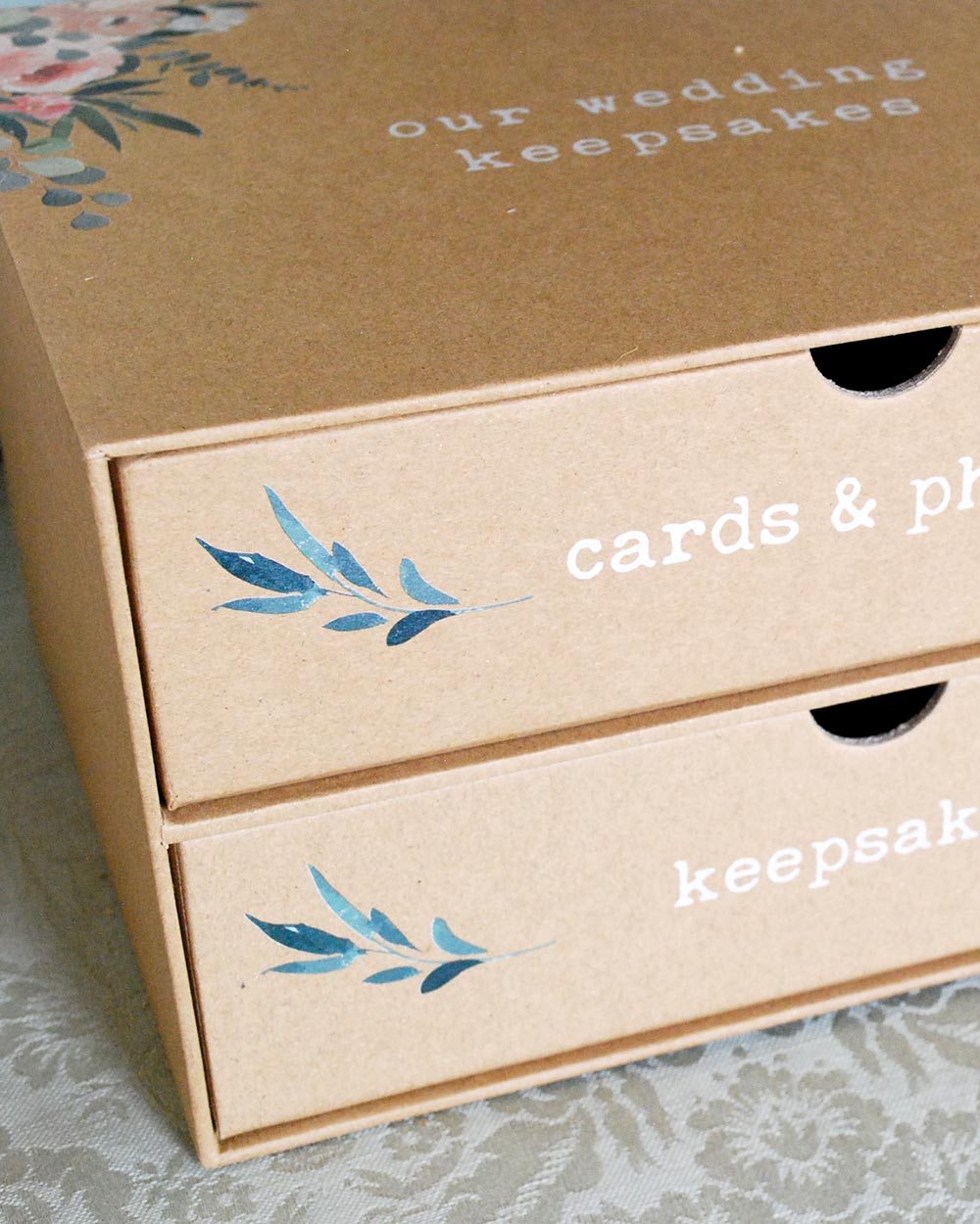 Wedding Keepsake Box 2 Drawer, Floral