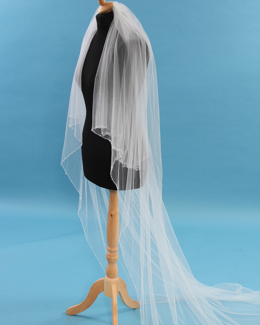 Wedding Veil 2 Tier Beaded Edge Ivory
