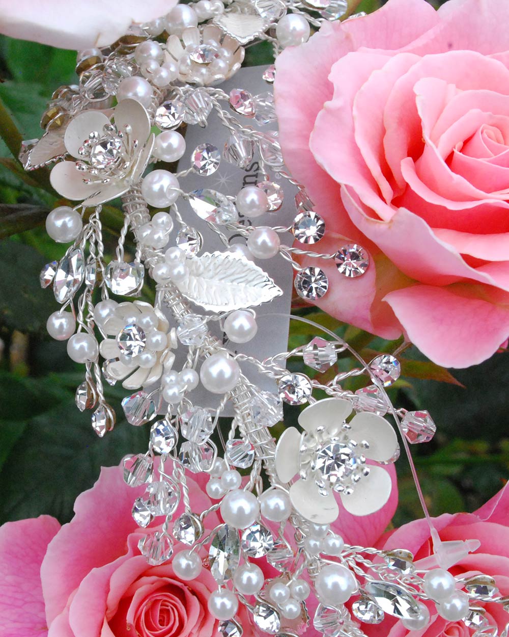 Wedding Hair Vine Floral Diamante Pearl