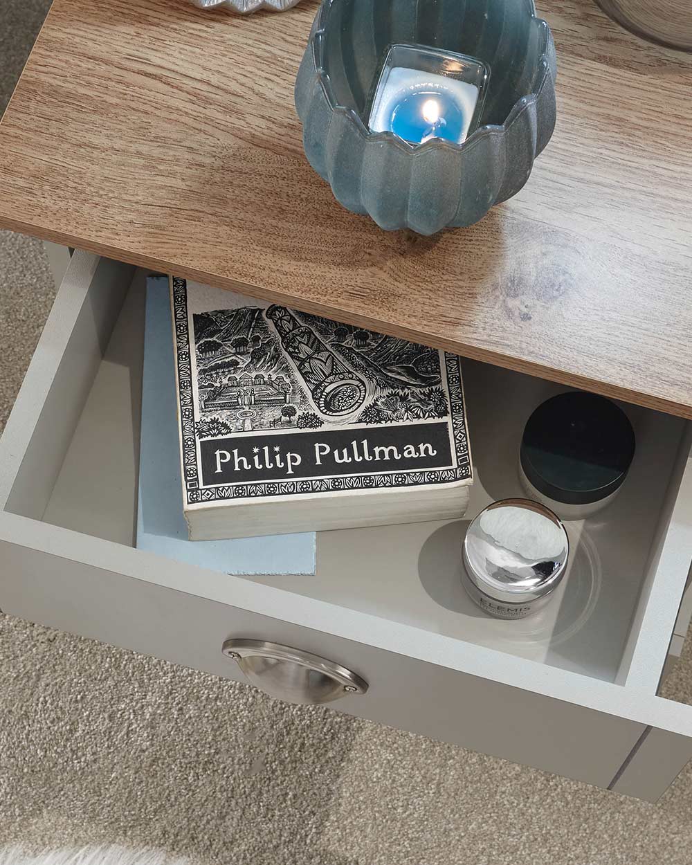 Single Bedside Table 1 Drawer Grey
