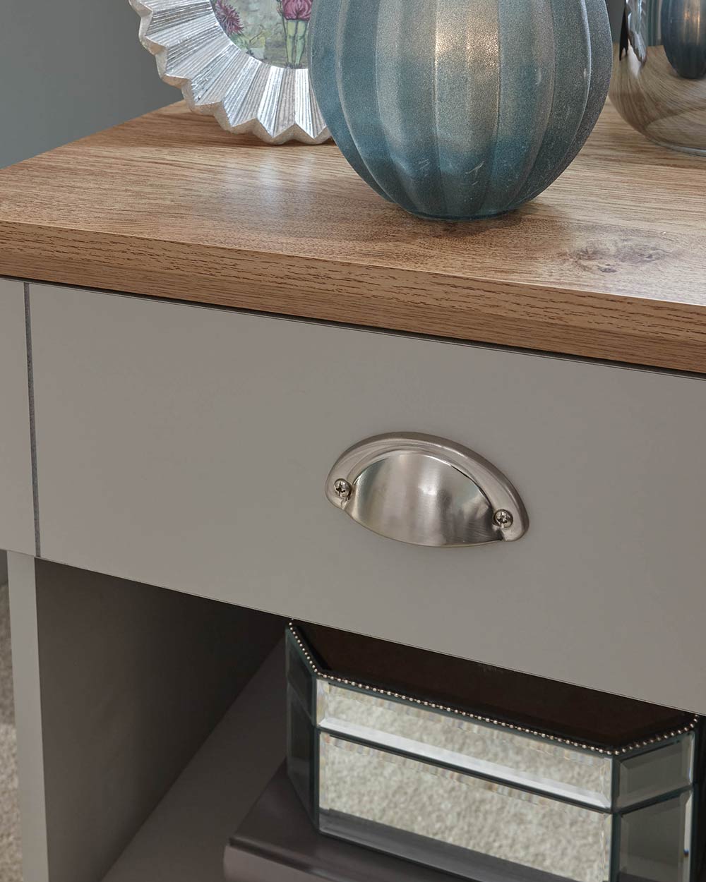 Single Bedside Table 1 Drawer Grey