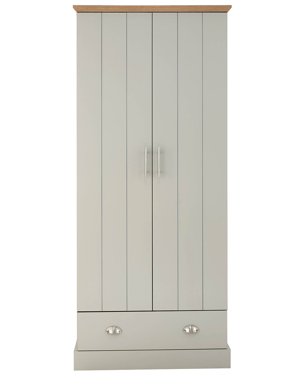 2 Door Wardrobe with 1 Drawer Grey white cut out image