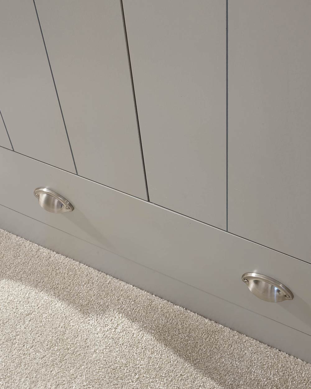 2 Door Wardrobe with 1 Drawer Grey close up of drawer handles