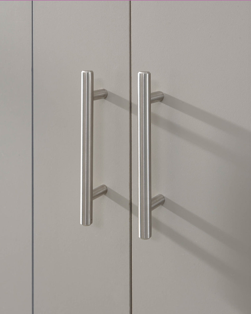 2 Door Wardrobe with 1 Drawer Grey close up of wardrobe handles