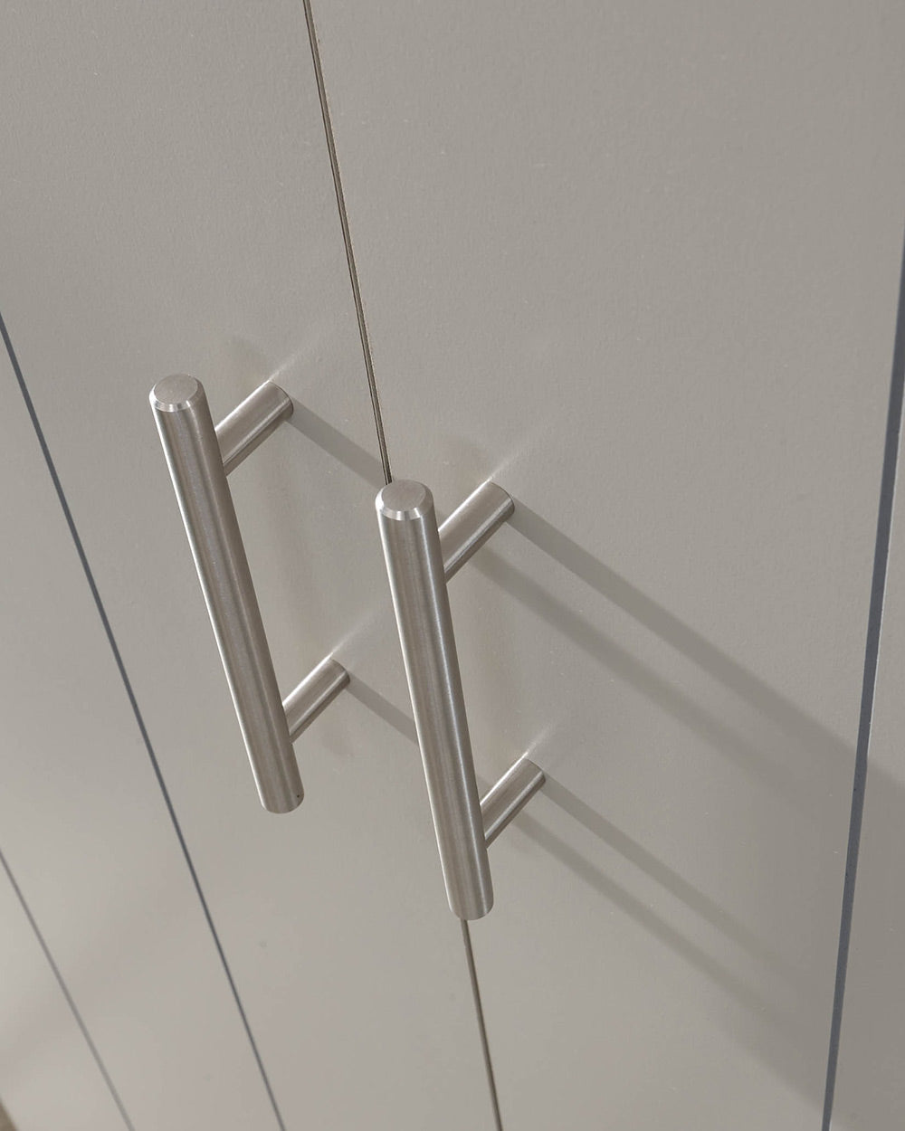 2 Door Wardrobe with 1 Drawer Grey close up of handles