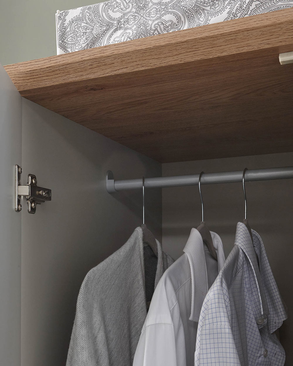 2 Door Wardrobe with 1 Drawer Grey wardrobe hanging space inside