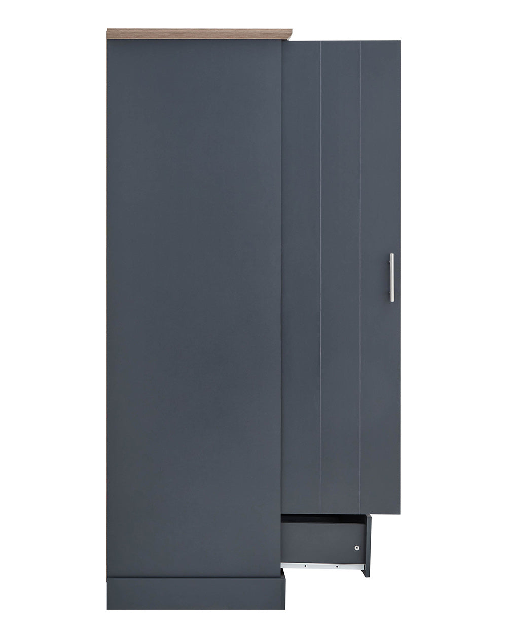 2 Door Wardrobe with 1 Drawer Slate Blue side on view on a white cut out backgroun