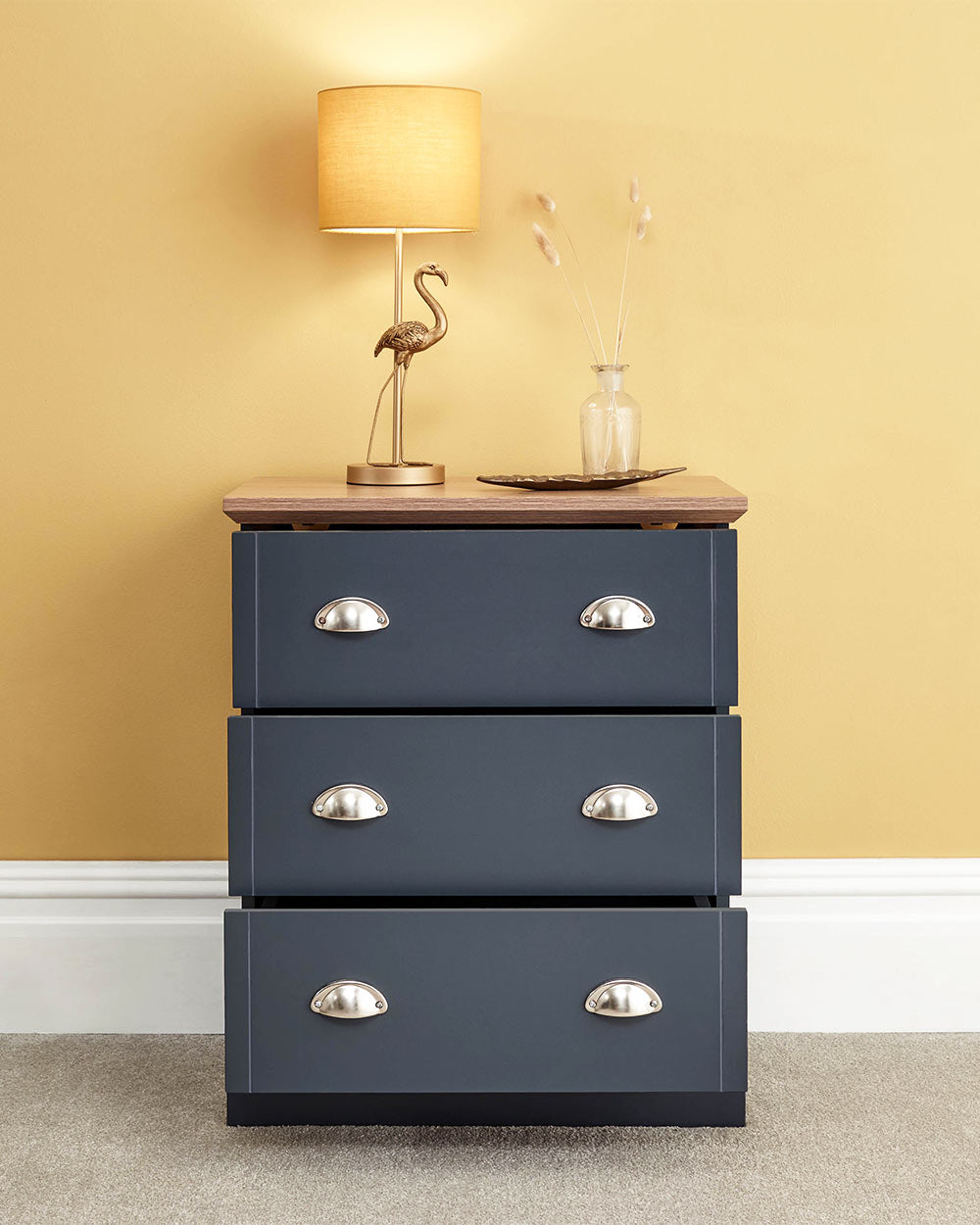 Kendal 3 Drawer Chest Of Drawers, Slate Blue | Sue Ryder Kendal 3 Drawer Chest Of Drawers, Slate Blue | Sue Ryder