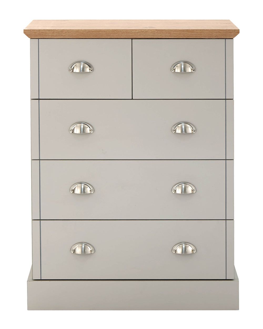 2 + 3 Chest Of Drawers Grey With Oak Effect white cut out image