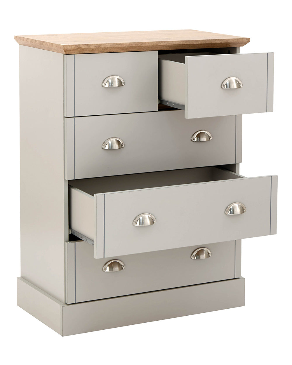 2 + 3 Chest Of Drawers Grey With Oak Effect cut out image