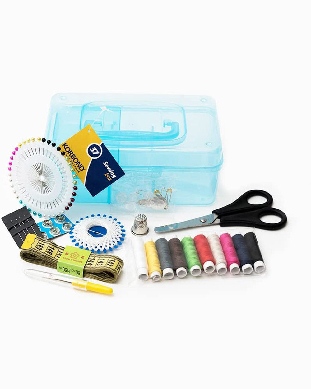 This essential sewing kit contains everything you need to start small crafting projects. Perfect for repair jobs, or a beginner starting a new hobby or as a perfect gift for a keen sewer. Lightweight and portable, this sewing box features a tray inside. Keeping smaller accessories from being lost or becoming messy. With a secure clip closure and carry handle, this set it easy to transport. 37 pieces