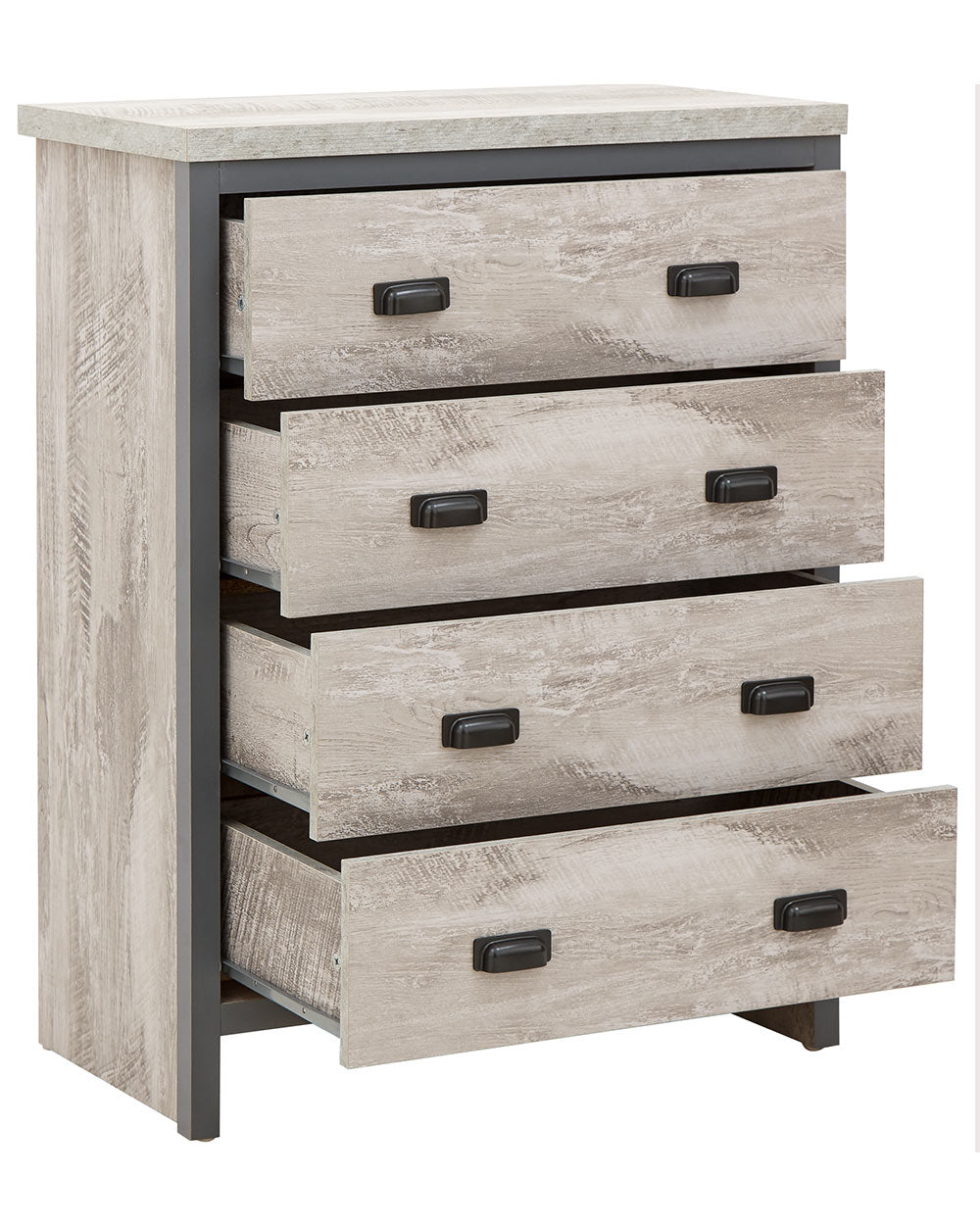 Looking for a modern bedroom furniture set? Then this 3 piece set will bring a splash of urban-chic to any interior! Comprising of; a wardrobe, a set of drawers and a bedside table.
