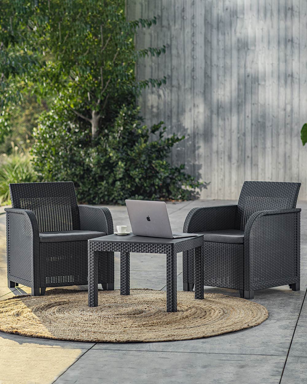 Rattan Garden Furniture Rosalie Balcony Set, Grey