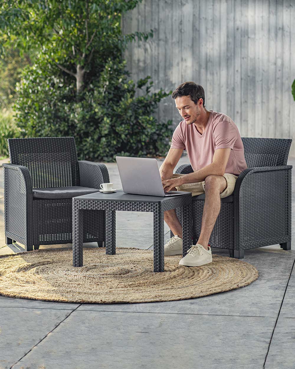 Rattan Garden Furniture Rosalie Balcony Set, Grey